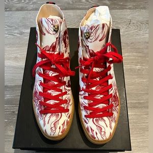 GUCCI 459289 DONALD DUCK SEA STORM CANVAS SNEAKERS RED